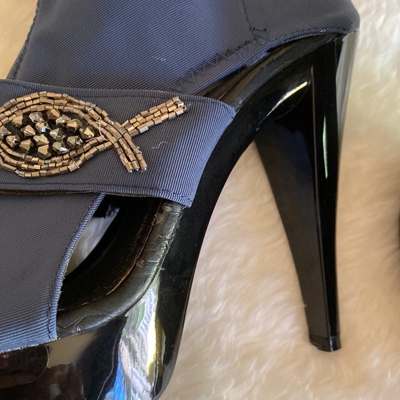 Vintage SOCK ANKLE Booties Stilettos Platform with Beaded Embellishment Size 7 - Picture 16 of 17